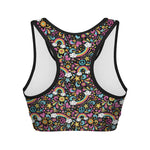 Groovy Hippie Peace Pattern Print Women's Sports Bra