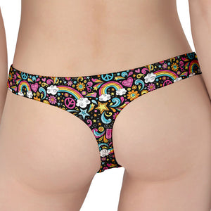 Groovy Hippie Peace Pattern Print Women's Thong