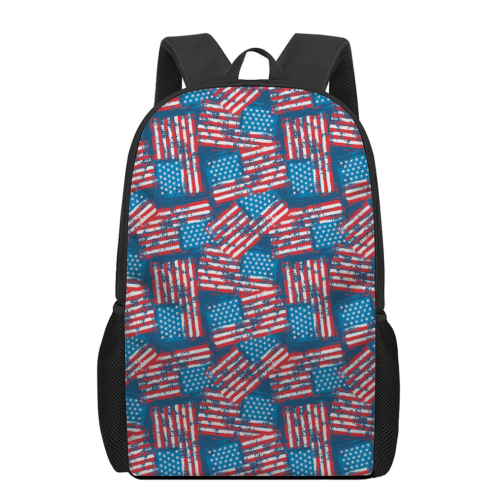 Grunge American Flag Pattern Print 17 Inch Backpack
