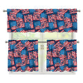 Grunge American Flag Pattern Print 3 Piece Kitchen Curtains