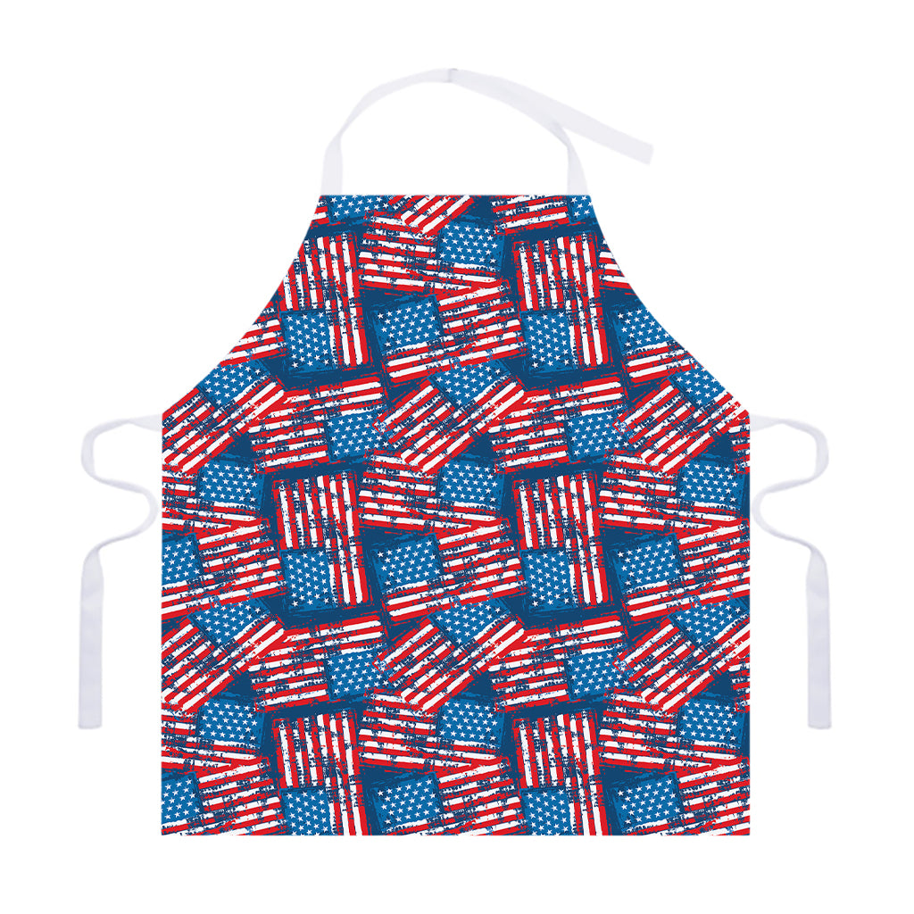 Grunge American Flag Pattern Print Adjustable Apron