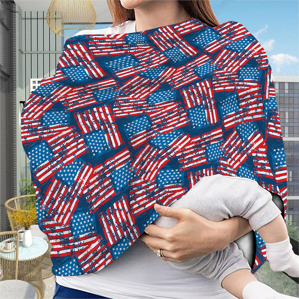 Grunge American Flag Pattern Print Baby Seat Cover