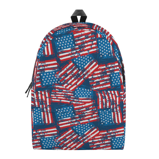 Grunge American Flag Pattern Print Backpack