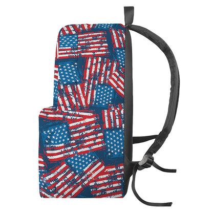 Grunge American Flag Pattern Print Backpack