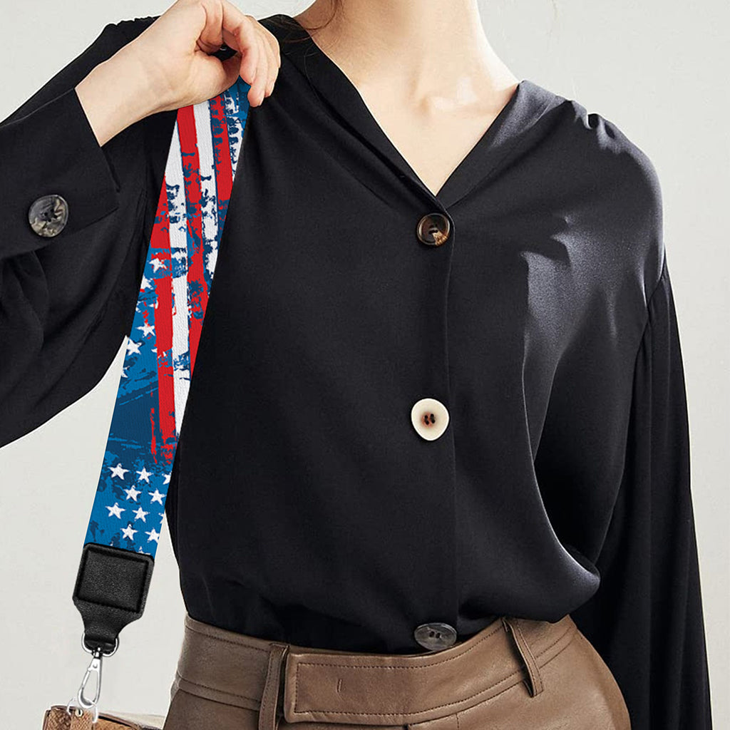 Grunge American Flag Pattern Print Bag Strap