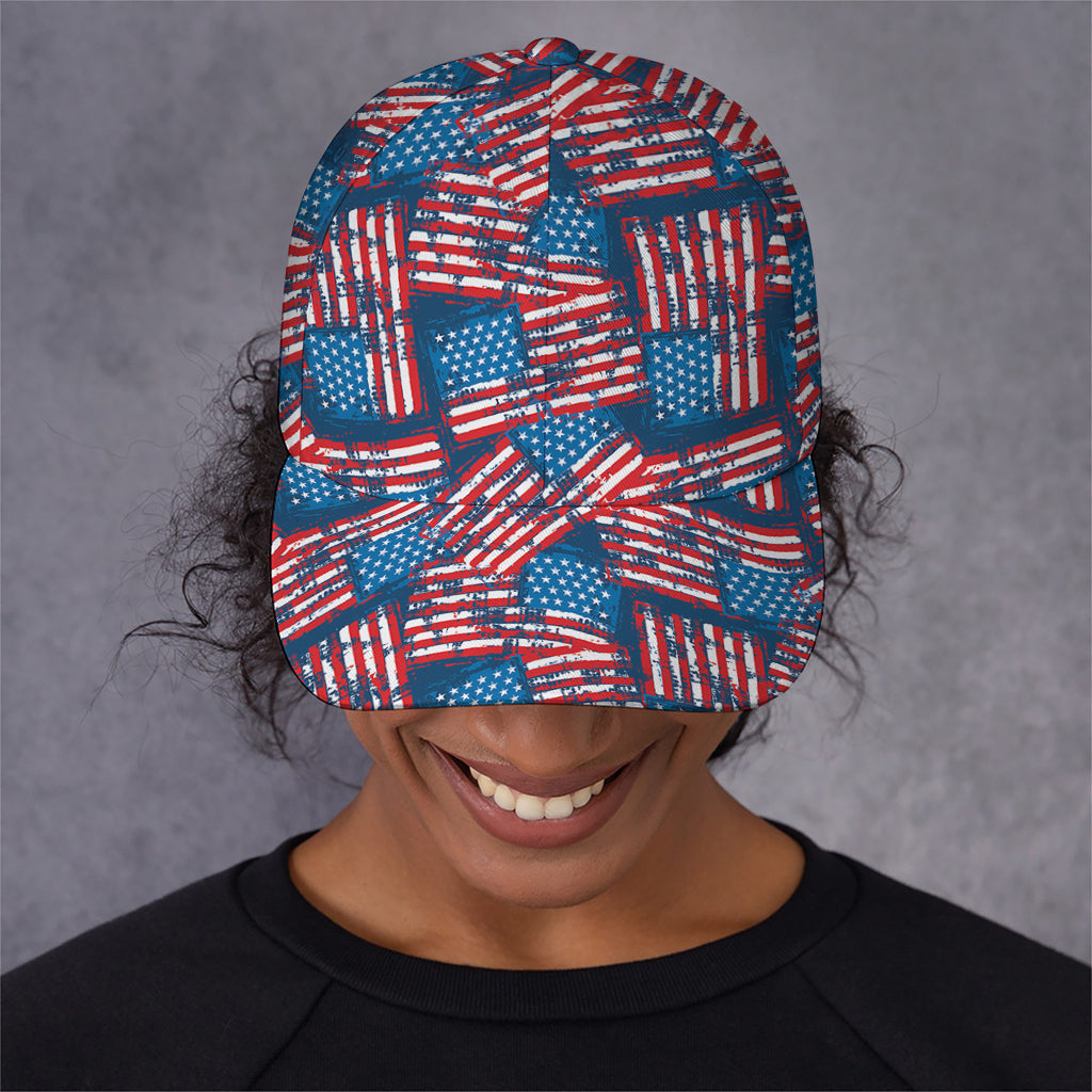 Grunge American Flag Pattern Print Baseball Cap