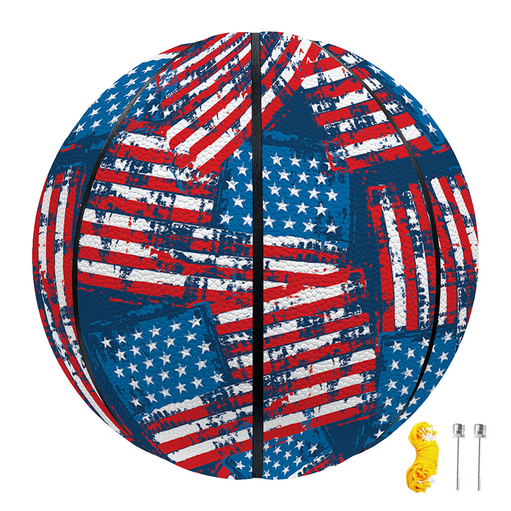 Grunge American Flag Pattern Print Basketball