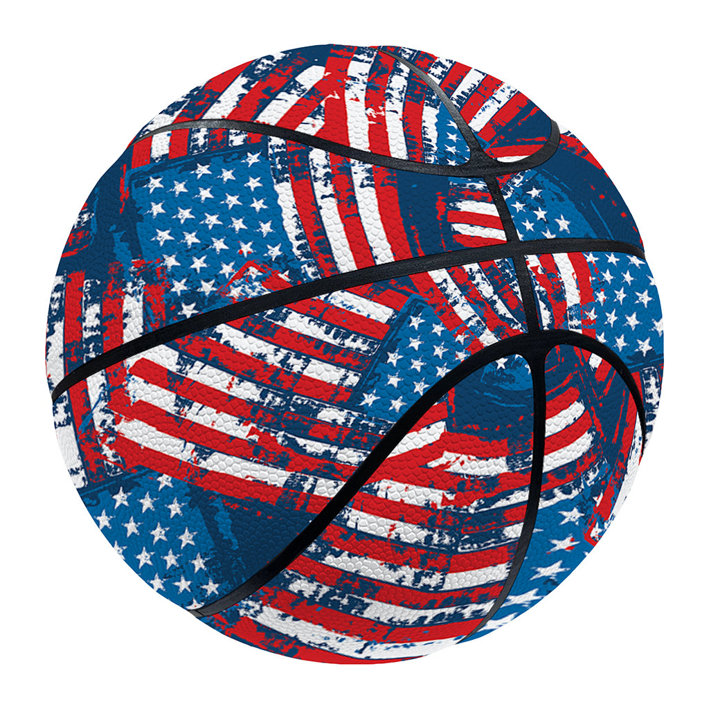 Grunge American Flag Pattern Print Basketball