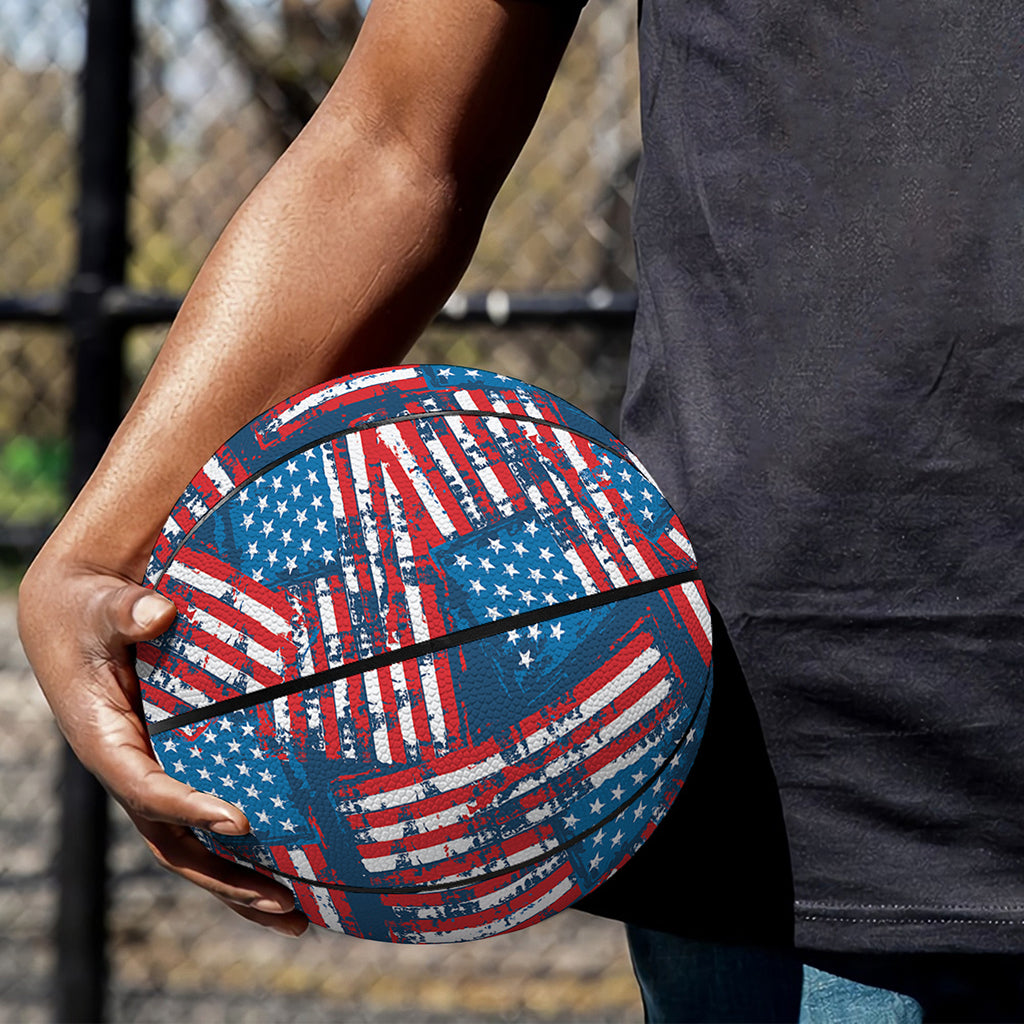 Grunge American Flag Pattern Print Basketball