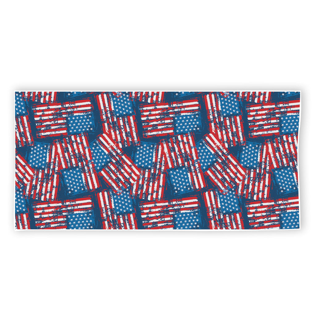 Grunge American Flag Pattern Print Beach Towel