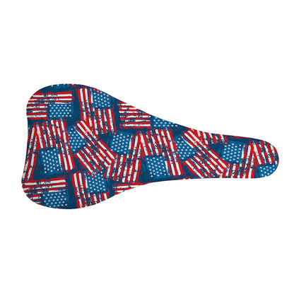 Grunge American Flag Pattern Print Bicycle Seat Cover