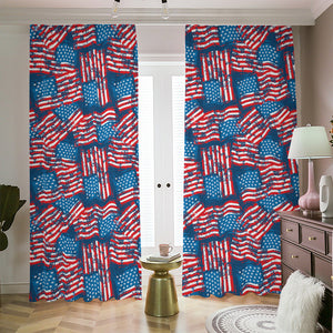 Grunge American Flag Pattern Print Blackout Pencil Pleat Curtains