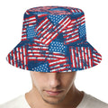 Grunge American Flag Pattern Print Bucket Hat
