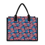Grunge American Flag Pattern Print Canvas Tote Bag
