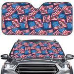 Grunge American Flag Pattern Print Car Windshield Sun Shade