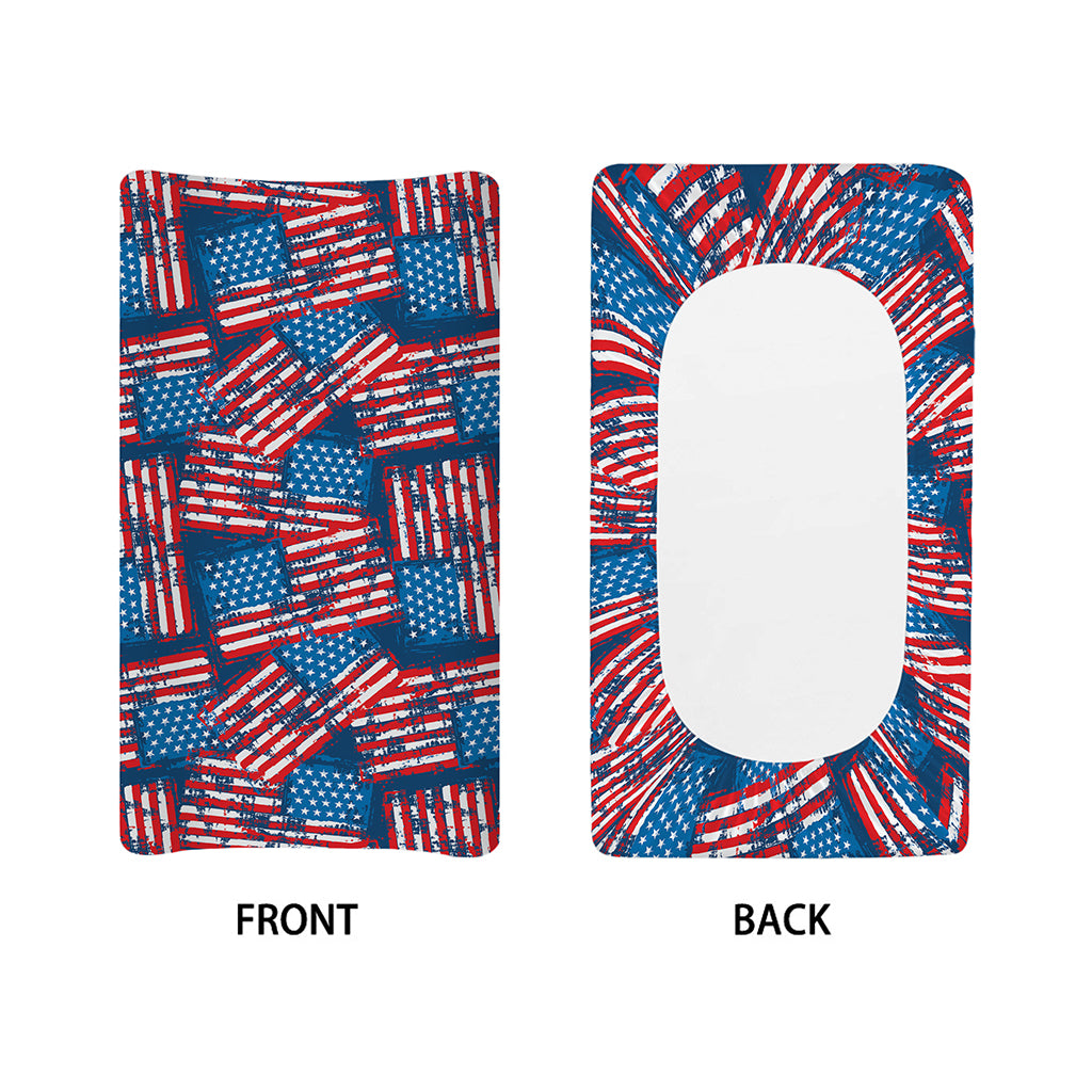 Grunge American Flag Pattern Print Changing Pad Cover