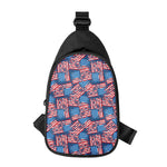 Grunge American Flag Pattern Print Chest Bag