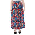 Grunge American Flag Pattern Print Chiffon Maxi Skirt