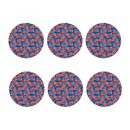 Grunge American Flag Pattern Print Coaster Set