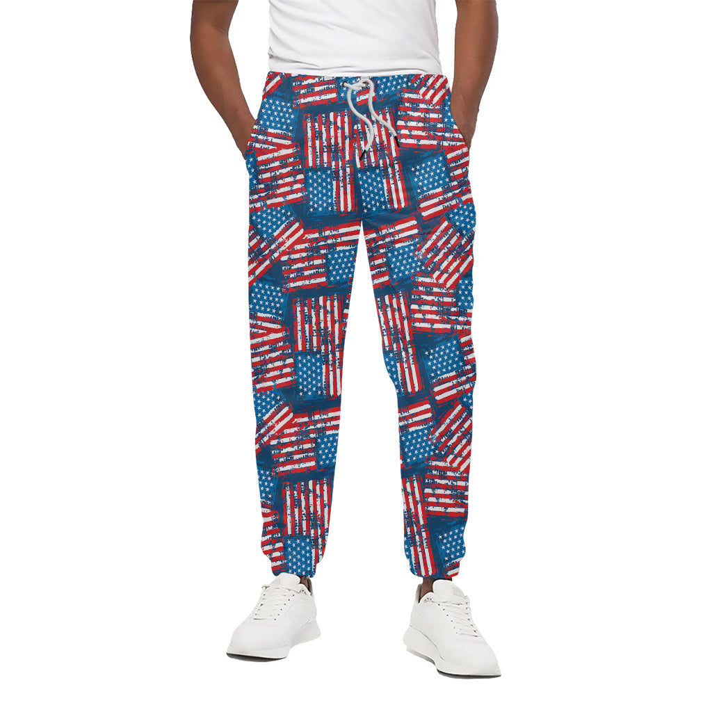Grunge American Flag Pattern Print Cotton Pants