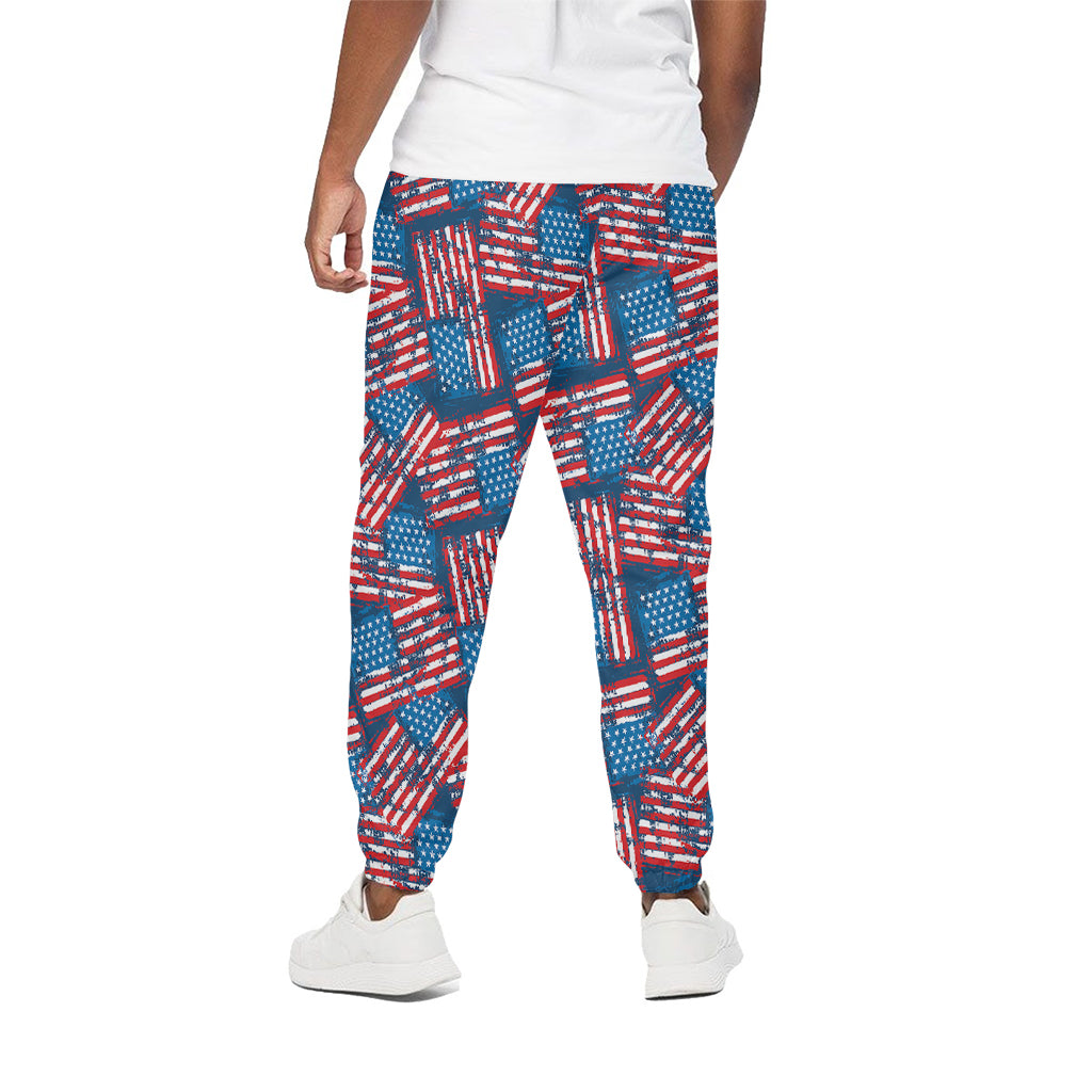 Grunge American Flag Pattern Print Cotton Pants