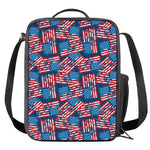 Grunge American Flag Pattern Print Crossbody Lunch Bag