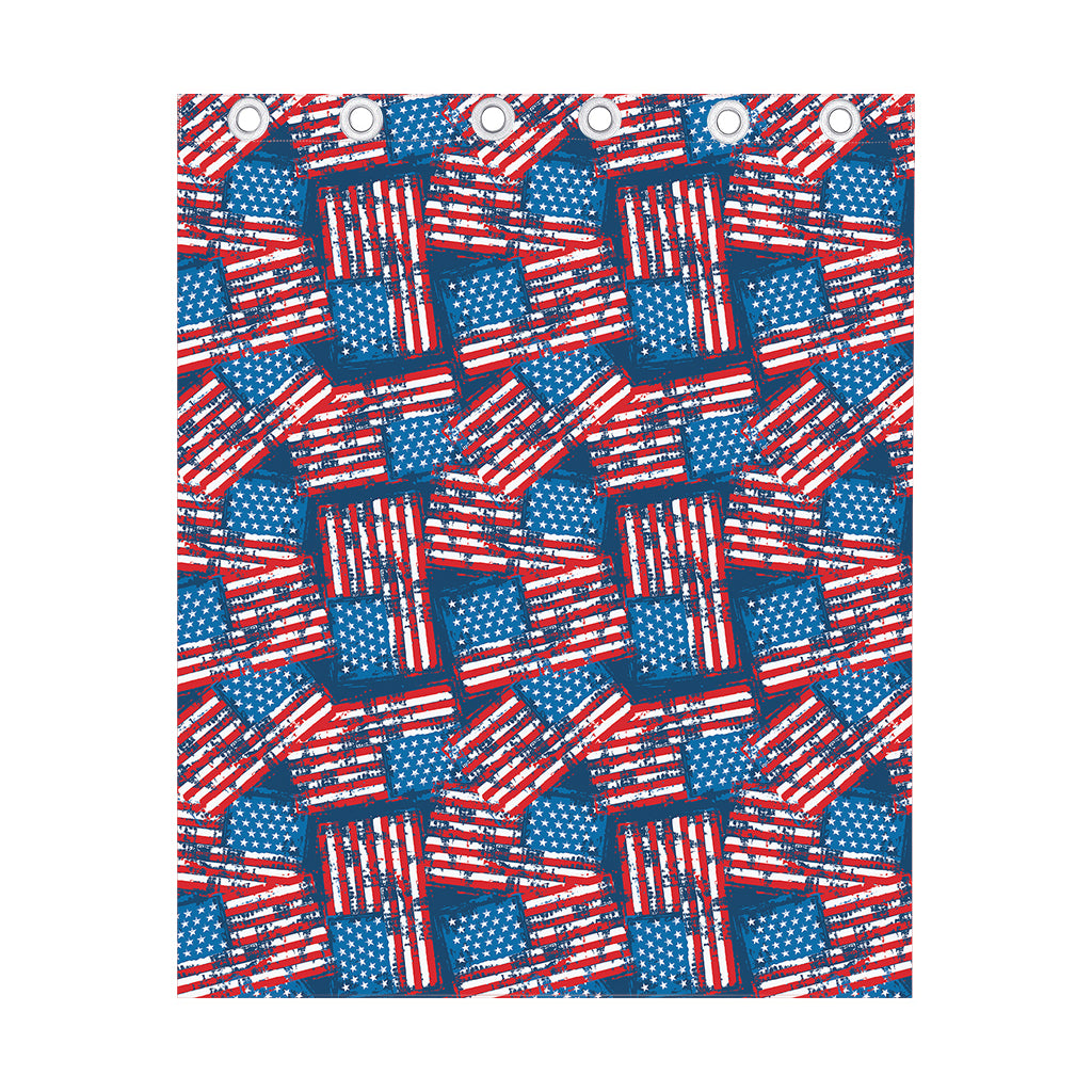 Grunge American Flag Pattern Print Curtain