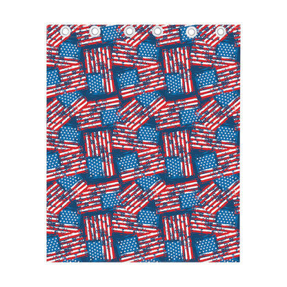 Grunge American Flag Pattern Print Curtain
