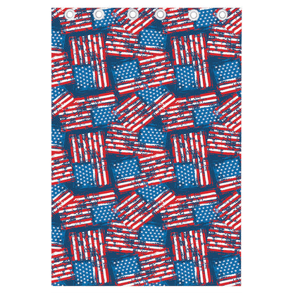 Grunge American Flag Pattern Print Curtain