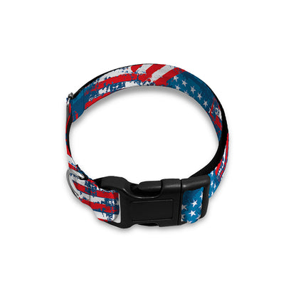Grunge American Flag Pattern Print Dog Collar