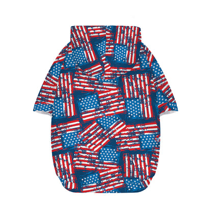 Grunge American Flag Pattern Print Dog Zip Up Hoodie
