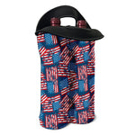 Grunge American Flag Pattern Print Double Neoprene Wine Tote