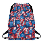 Grunge American Flag Pattern Print Drawstring Backpack