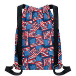 Grunge American Flag Pattern Print Drawstring Backpack