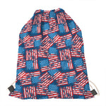 Grunge American Flag Pattern Print Drawstring Bag