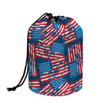 Grunge American Flag Pattern Print Drawstring Makeup Bag