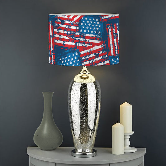 Grunge American Flag Pattern Print Drum Lamp Shade