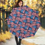 Grunge American Flag Pattern Print Foldable Umbrella
