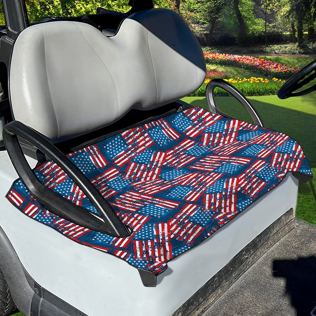 Grunge American Flag Pattern Print Golf Cart Seat Cover
