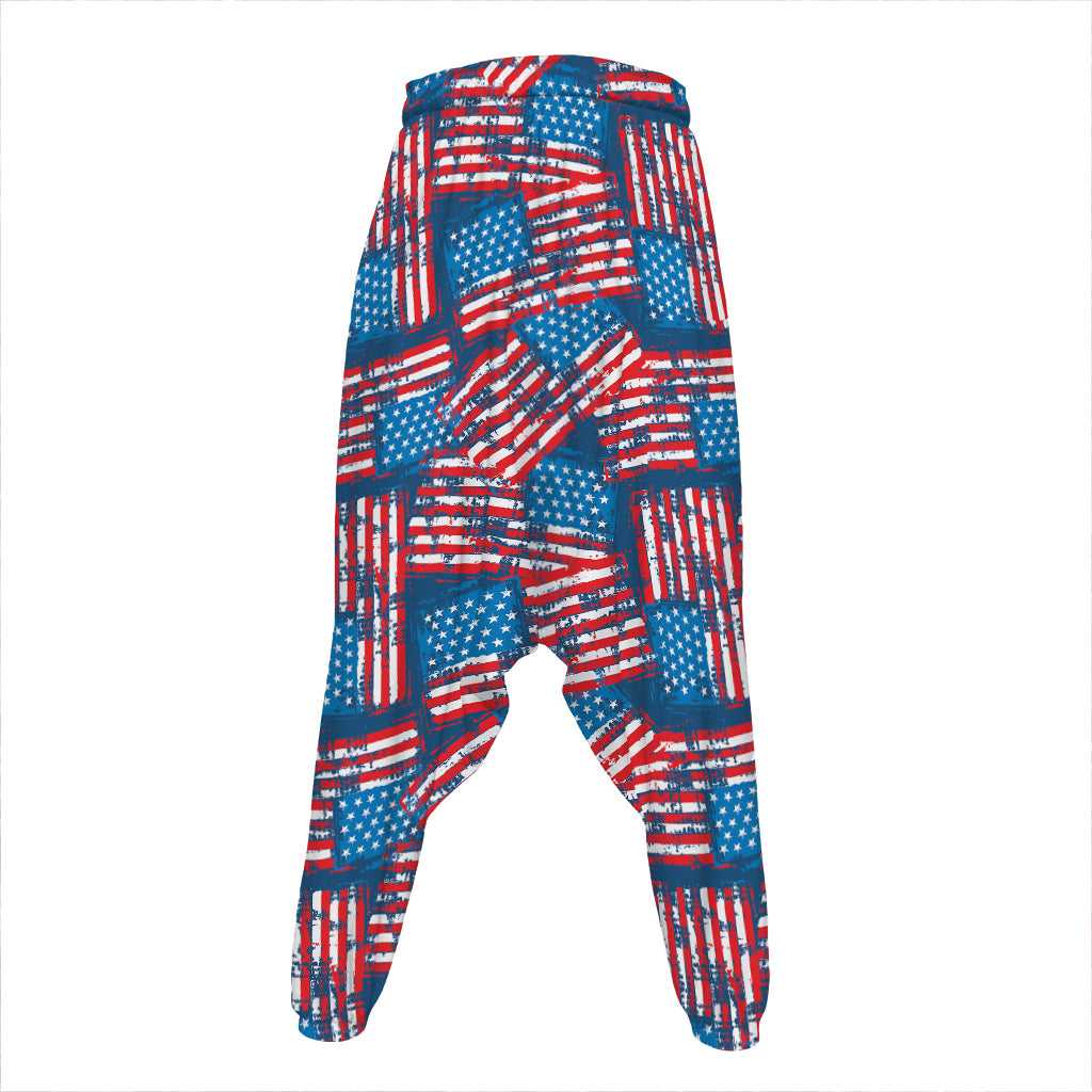 Grunge American Flag Pattern Print Hammer Pants