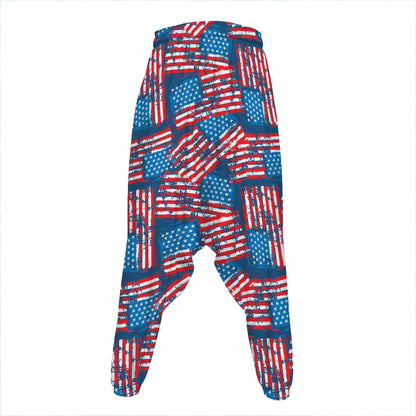 Grunge American Flag Pattern Print Hammer Pants