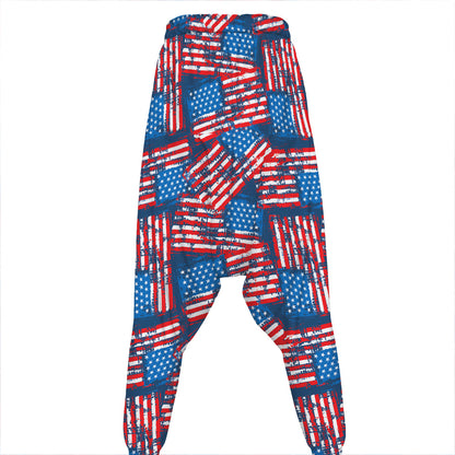 Grunge American Flag Pattern Print Hammer Pants