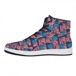 Grunge American Flag Pattern Print High Top Leather Sneakers