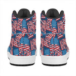 Grunge American Flag Pattern Print High Top Leather Sneakers