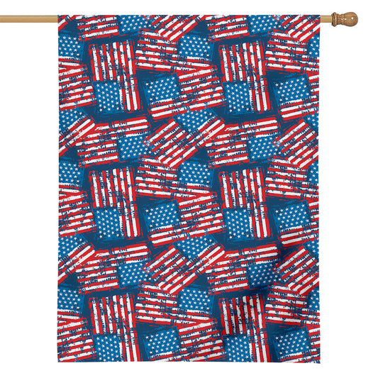 Grunge American Flag Pattern Print House Flag