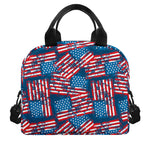 Grunge American Flag Pattern Print Insulated Lunch Bag