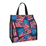 Grunge American Flag Pattern Print Insulated Lunch Tote
