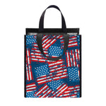 Grunge American Flag Pattern Print Insulated Lunch Tote