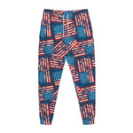 Grunge American Flag Pattern Print Jogger Pants