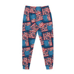 Grunge American Flag Pattern Print Jogger Pants
